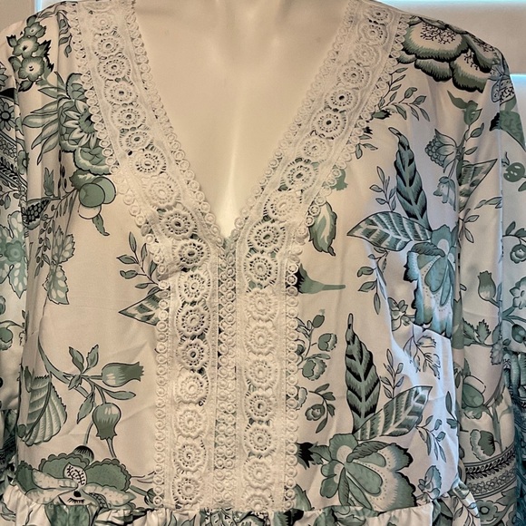 SHEIN Floral Midi Dress - White and Green - Picture 2 of 8